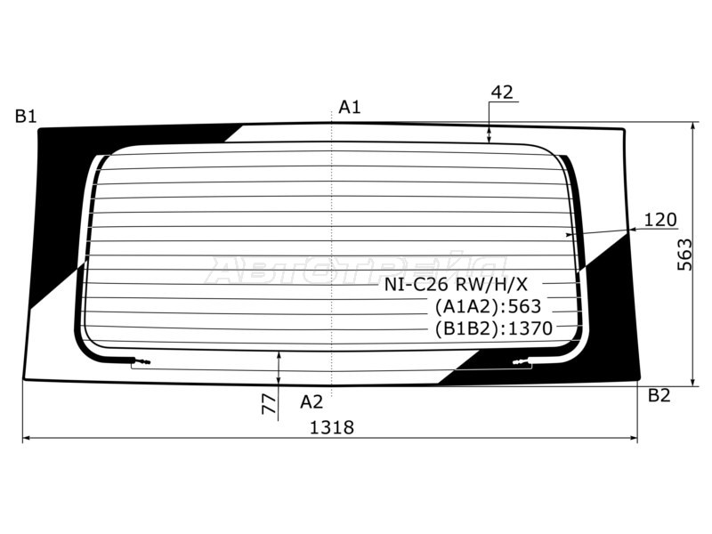 Стекло заднее (Цвет зеленый / Обогрев) Nissan Serena 10-16