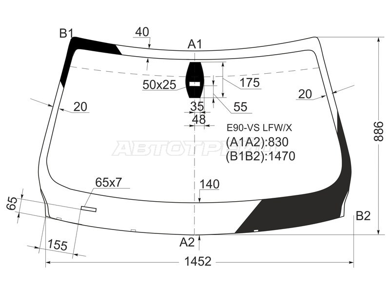 Стекло лобовое (Датчик дождя) BMW 3-Series 05-14 / M3 06-13