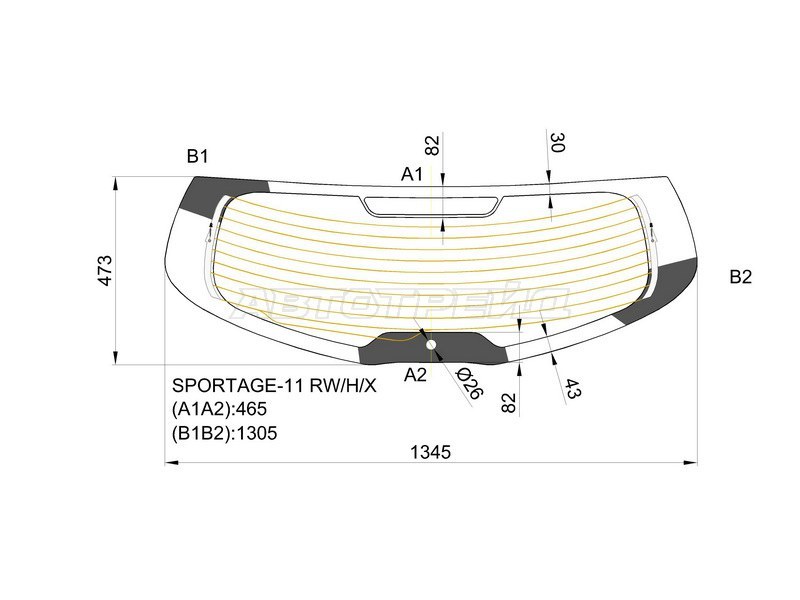 Стекло заднее (Цвет зеленый / Обогрев / под спойлер) Kia Sportage 10-16