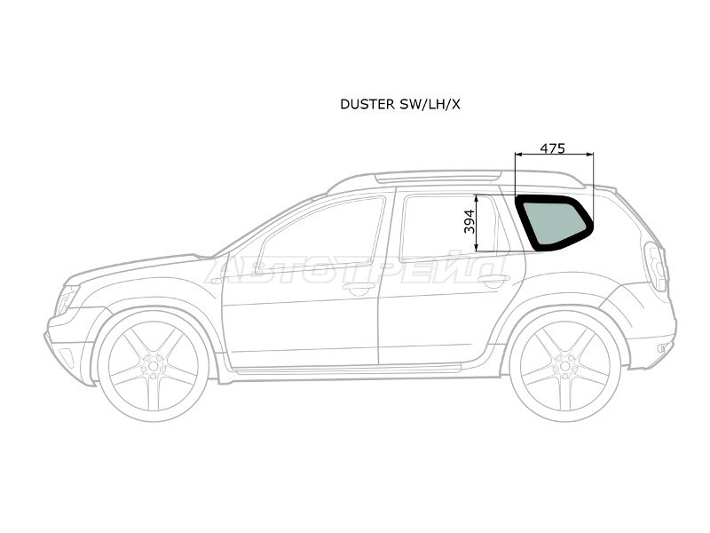 Стекло кузова боковое (не опускное) (Слева / Цвет зеленый) Nissan Terrano 14-22 / Renault Duster 10-21
