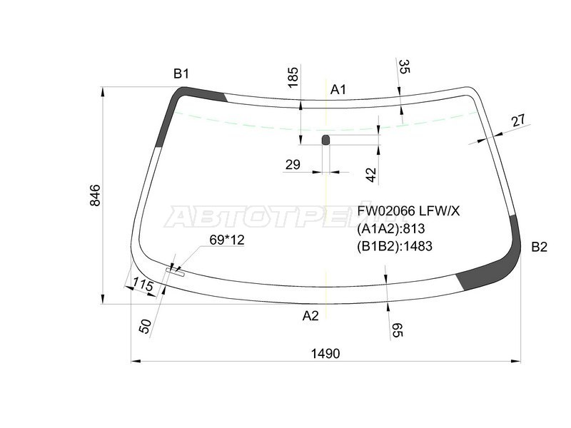 Стекло лобовое (Сборка США) Mazda 626 87-02 / Capella 97-02