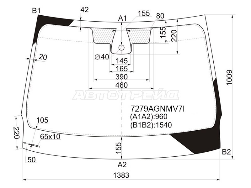 Стекло лобовое (Датчик дождя) Renault Fluence 09-17 / Megane 08-16