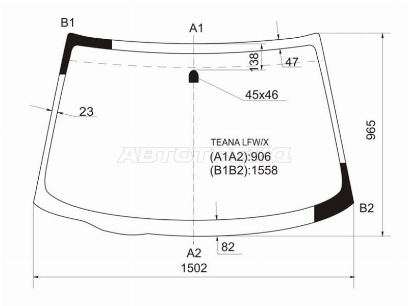 Стекло лобовое NISSAN TEANA 03-08