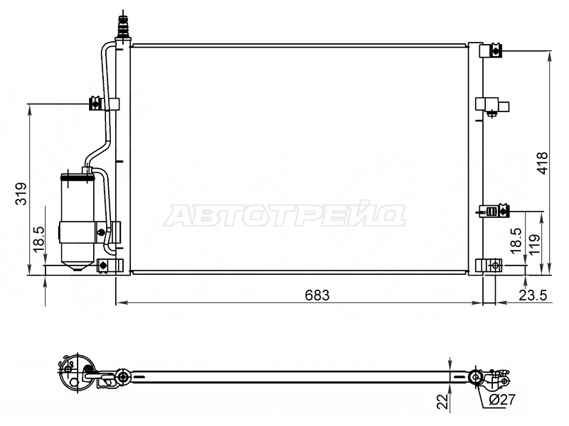 Радиатор кондиционера Volvo S60 00-04 / S80 98-06