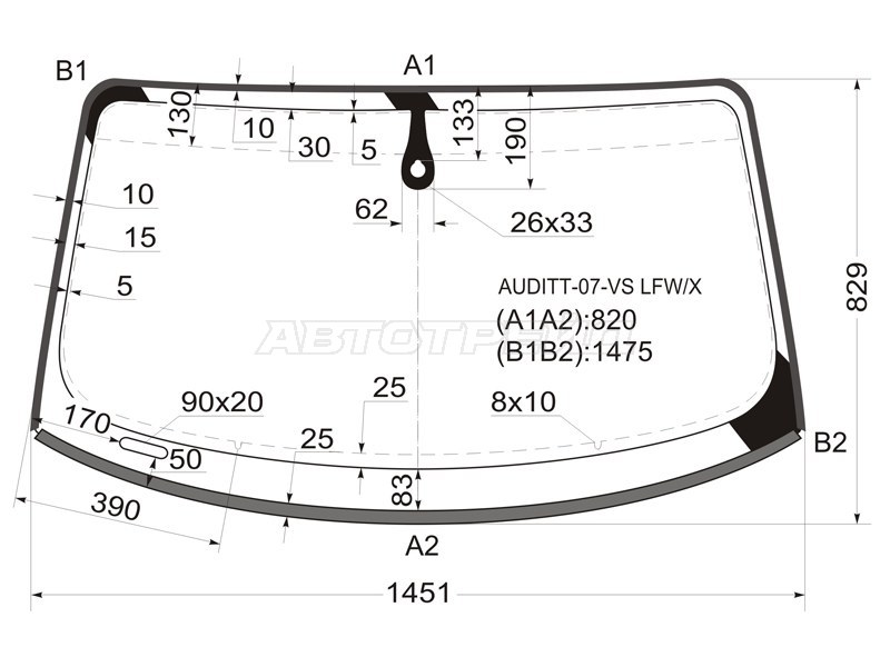 Стекло лобовое (Датчик дождя / Молдинг) Audi TT 06-14