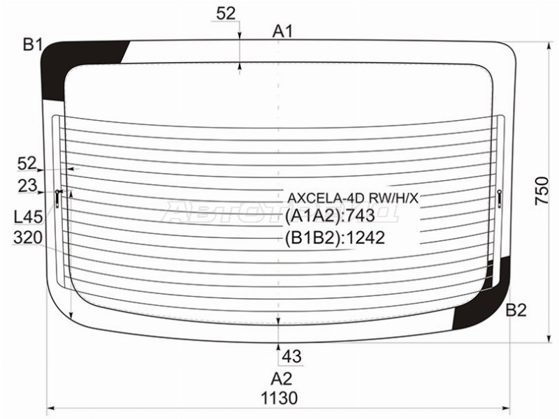 Стекло заднее (Цвет зеленый / Обогрев / 4D SED) Mazda 3 03-09 / Axela 03-09