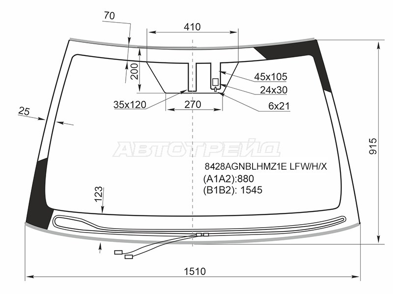 Стекло лобовое (Обогрев щеток / Датчик дождя / Молдинг) Toyota Camry (XV70) 17-22 / Camry USA 17-20