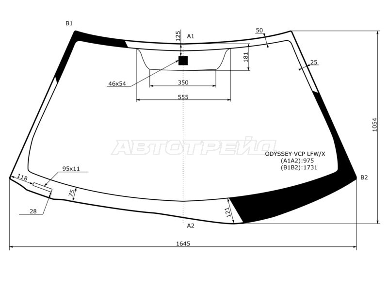 Стекло лобовое (Assembly США) Honda Odyssey 06-10