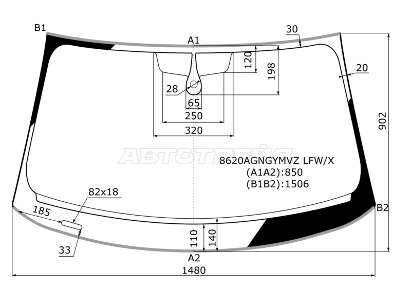 Стекло лобовое (Датчик дождя / Молдинг) Audi A3 12-19 / S3 13-16