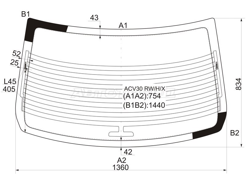 Стекло заднее (Цвет зеленый / Обогрев / Антенна) Toyota Camry (XV30) 01-06 / Camry USA 01-06