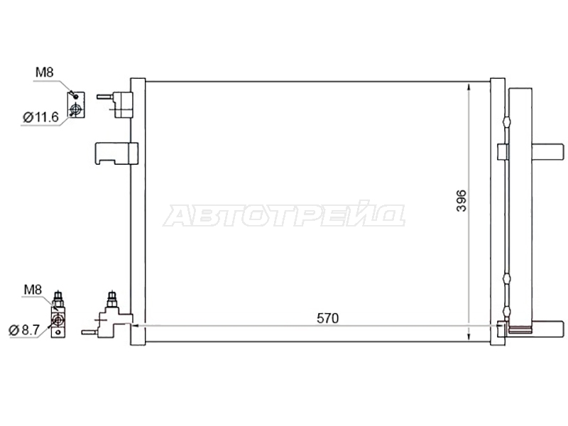 Радиатор кондиционера Chevrolet Cruze 09-15 / Daewoo Lacetti 08-11