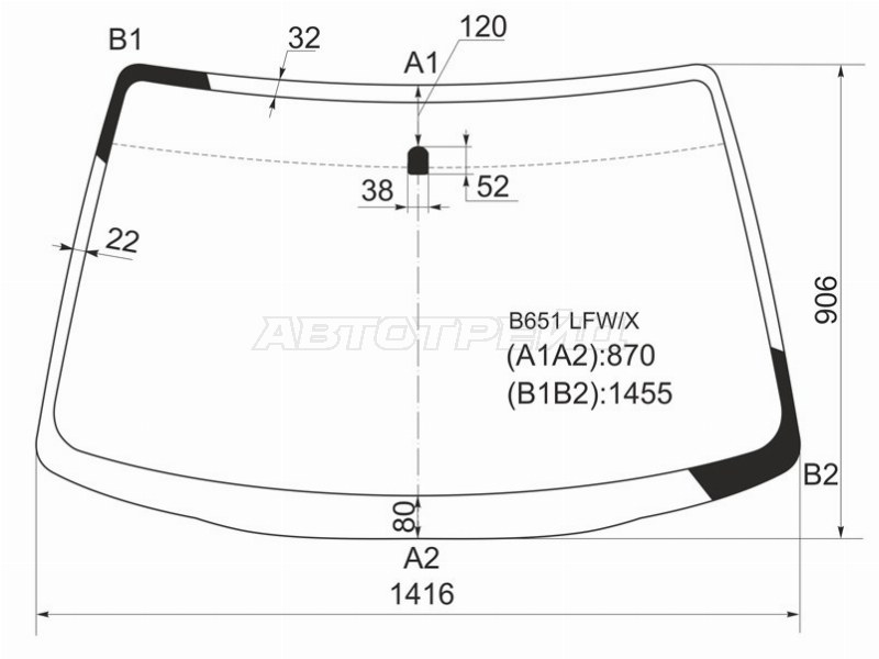 Стекло лобовое Mazda 323 94-00 / Familia 94-99