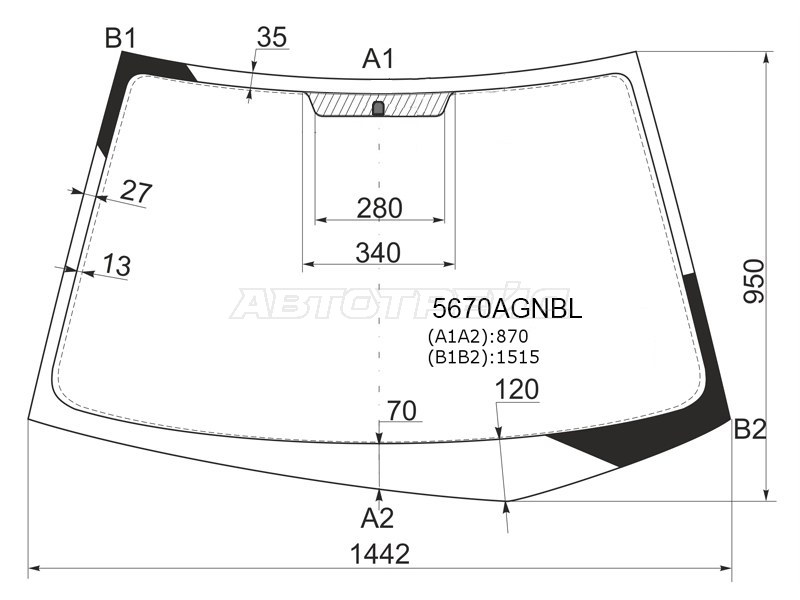 Стекло лобовое Mitsubishi Lancer 02-10 / Lancer Evolution 01-08