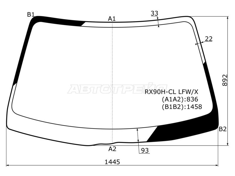 Стекло лобовое Toyota Mark II (X90) 92-96