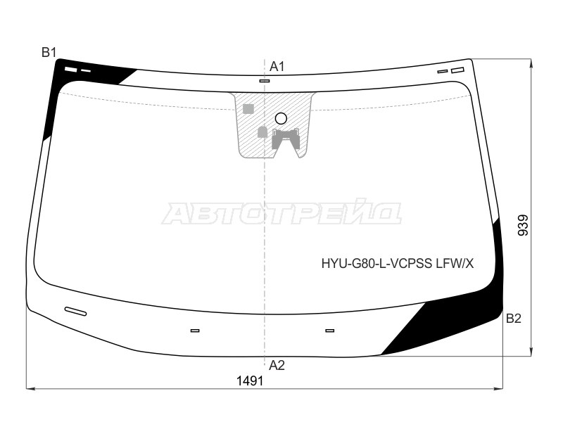 Стекло лобовое (Камера / Датчик дождя) Genesis G80 17-20 / Hyundai Genesis 14-17