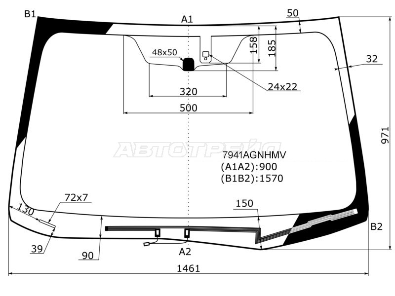 Стекло лобовое (Обогрев щеток / Датчик дождя) Subaru Forester 12-19