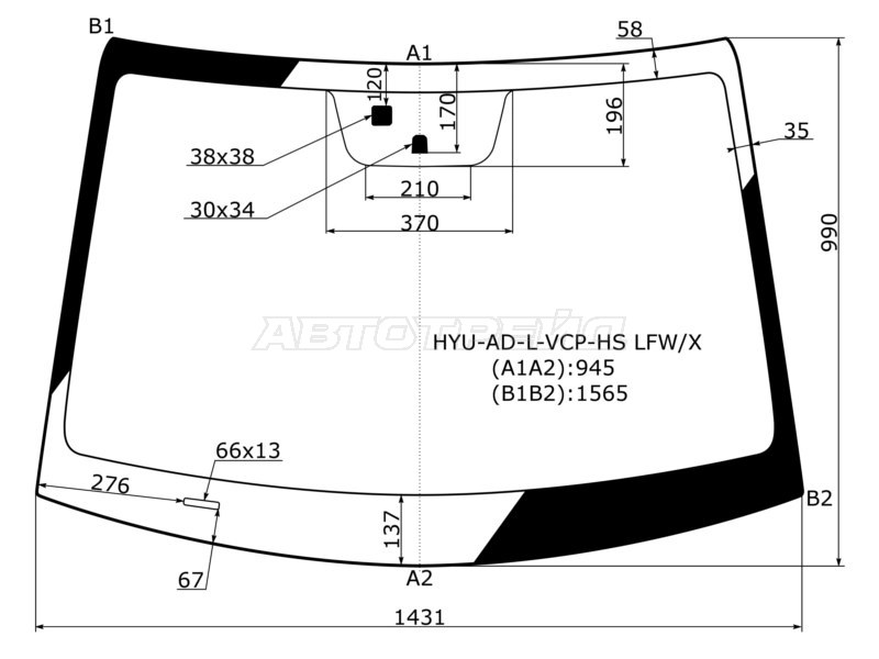Стекло лобовое Hyundai Elantra 15-20