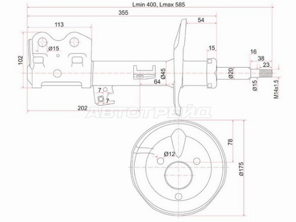 Стойка передняя Toyota Prius (NHW20) 03-11 (Слева)