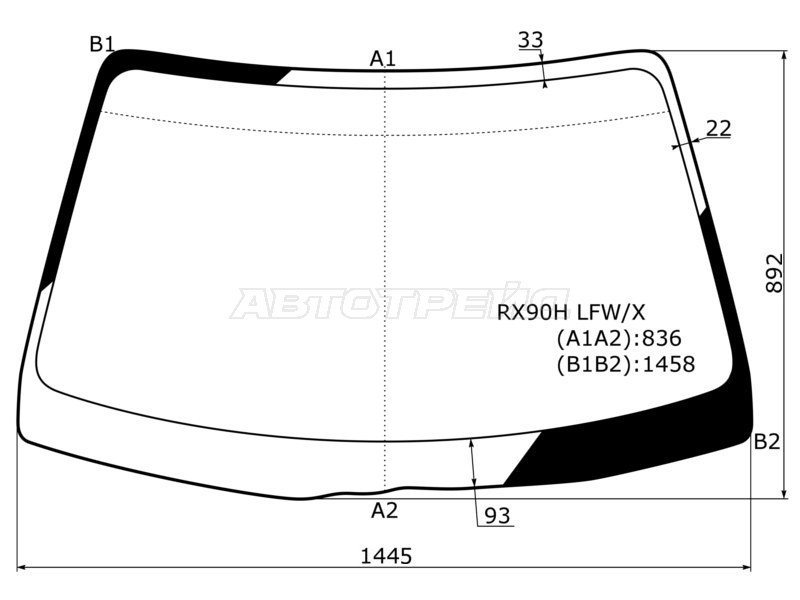 Стекло лобовое Toyota Mark II (X90) 92-96