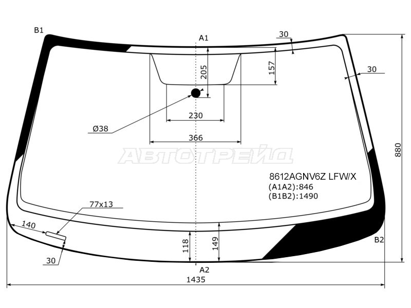 Стекло лобовое (для Российского рынка) Volkswagen Jetta 10-19