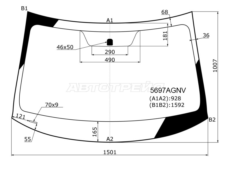Стекло лобовое Mitsubishi Outlander 12-22