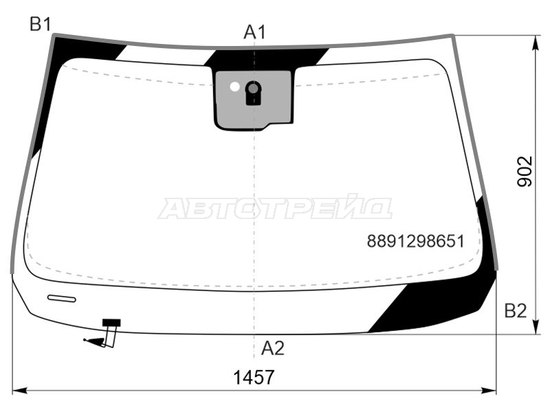 Стекло лобовое (Обогрев щеток / Датчик дождя) Belgee X70 24- / Geely Atlas Pro 21-