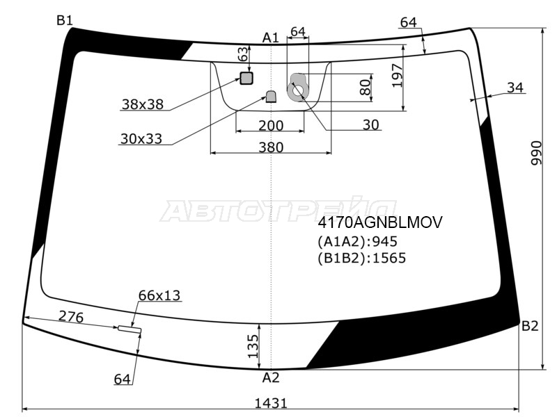 Стекло лобовое (Датчик дождя) Hyundai Elantra 15-20