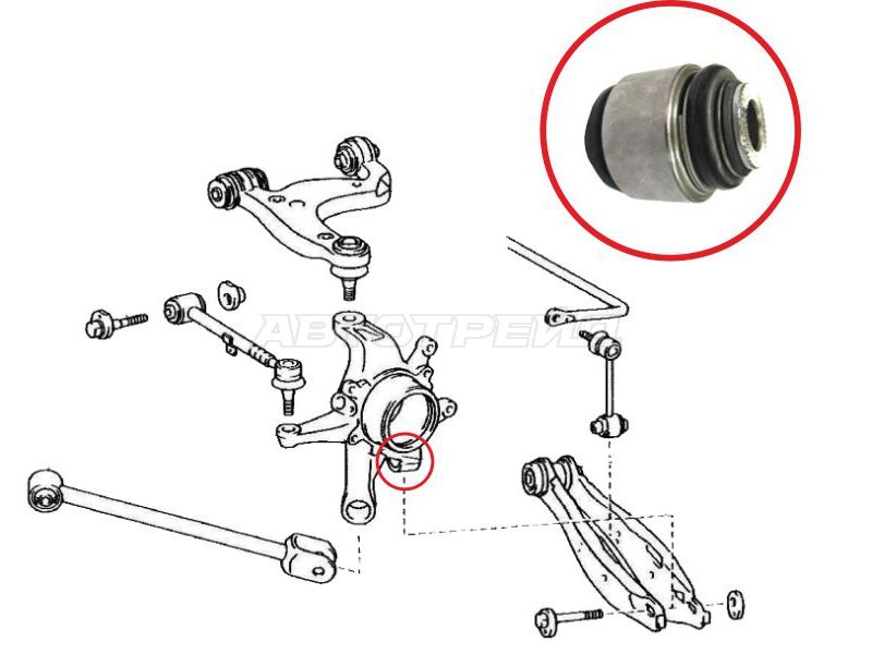 Сайлентблок цапфы Toyota Crown 99-08 / Mark II 00-04