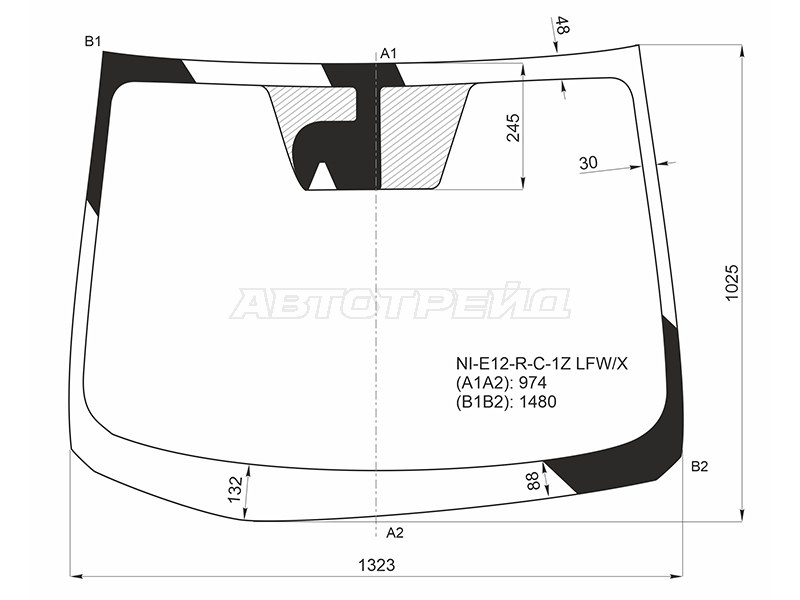 Стекло лобовое (Камера) Nissan Note 12-16