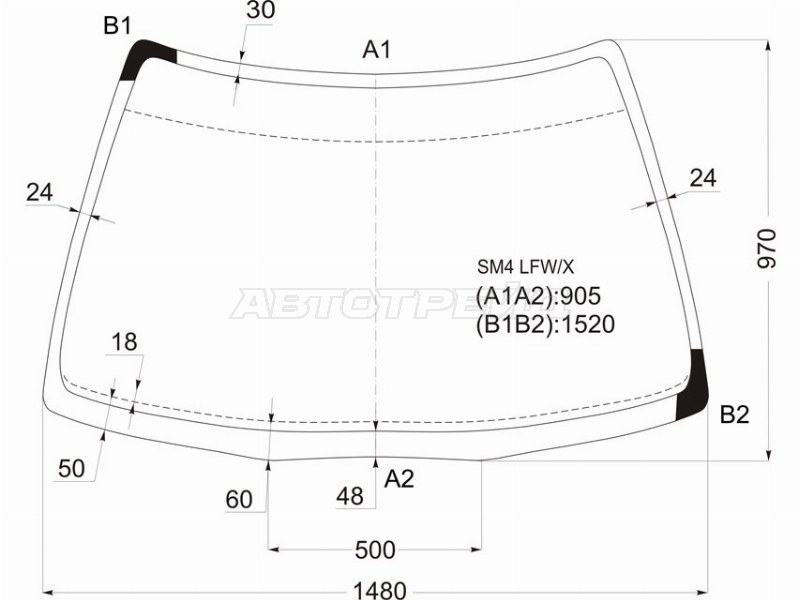 Стекло лобовое Honda Accord 89-94 / Accord Inspire 89-95