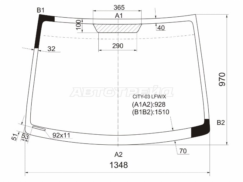 Стекло лобовое Honda City 02-08 / Fit Aria 02-09