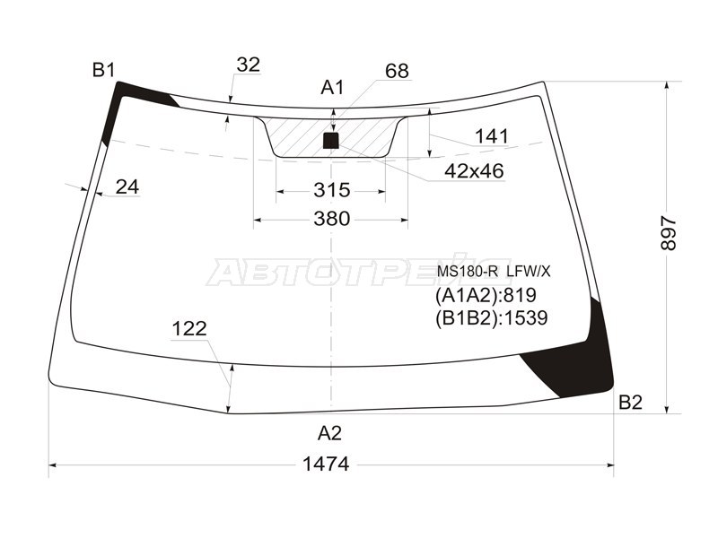 Стекло лобовое Toyota Crown 03-08