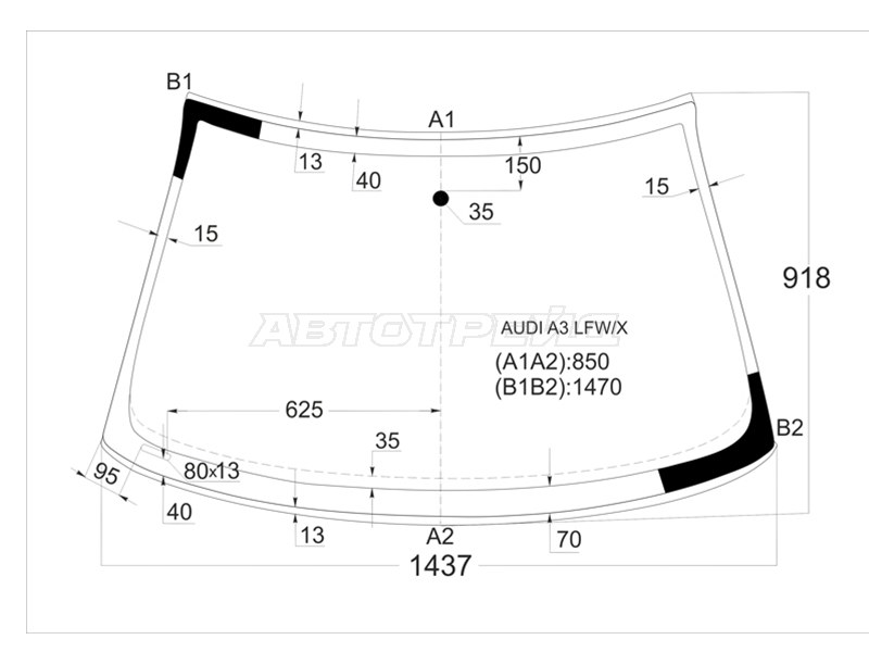 Стекло лобовое (Молдинг) Audi A3 96-03 / S3 96-03